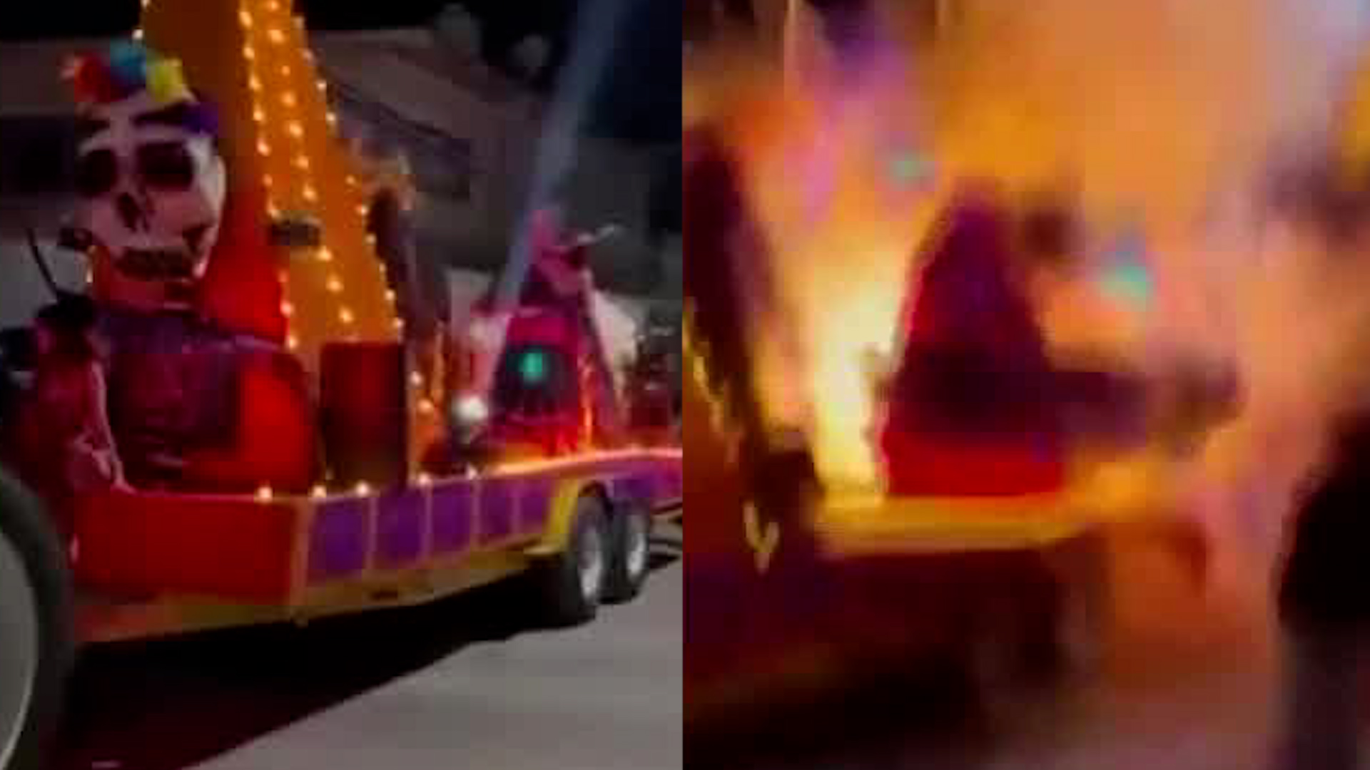 La explosión del carro alegórico, que transportaba adornos luminosos y fuegos artificiales, dejó como saldo 10 personas lesionadas.