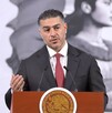 Foto de Omar García Harfuch durante la conferencia de prensa matutina en Palacio Nacional.