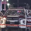 Patrulla en la que fueron asesinados tres policías en San Salvado Huixcolotla, Puebla.