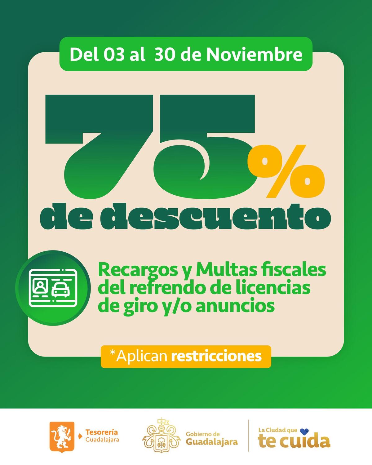Guadalajara ofrece 75% de descuento en multas y recargos