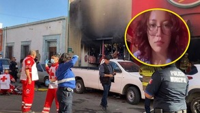Tienda incendiada, elementos de seguiridad acordonando el lugar, además aparece una mujer que asegura ser ex eplenada del lugar.