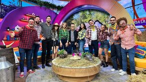 La imagen muestra a las 16 celebridades que en su momento fueron parte de La Granja VIP, la foto fue tomada durante la transmisión del programa Venga la Alegría
