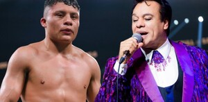 Isaac 'Pitbull' Cruz durante un combate de boxeo y Juan Gabriel durante un concierto en vivo.