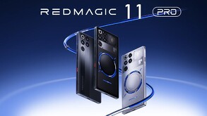Red Magic 11 pro en color negro y plata.