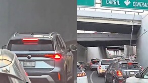 Tráfico por conductor de camioneta metiéndose a Gonzalitos en Monterrey.