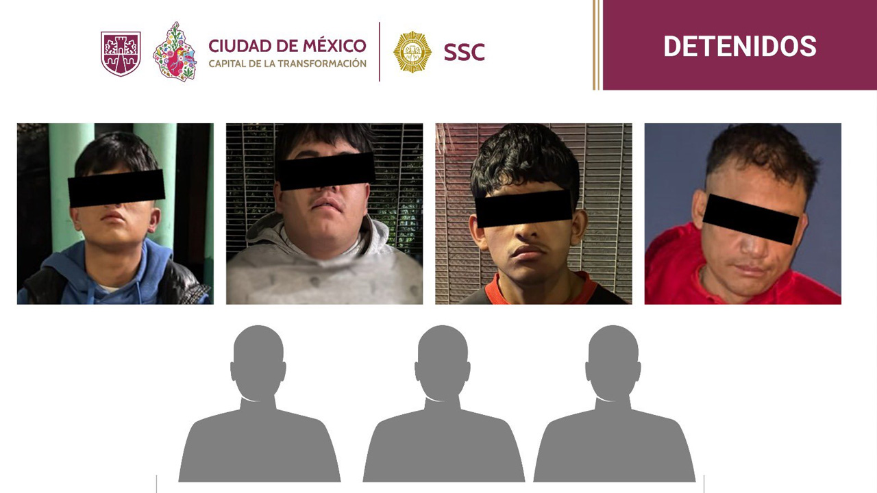 Policías de la SSC detuvieron a siete personas tras amenazar con armas a huéspedes y empleados de un hotel en la Gustavo A. Madero.