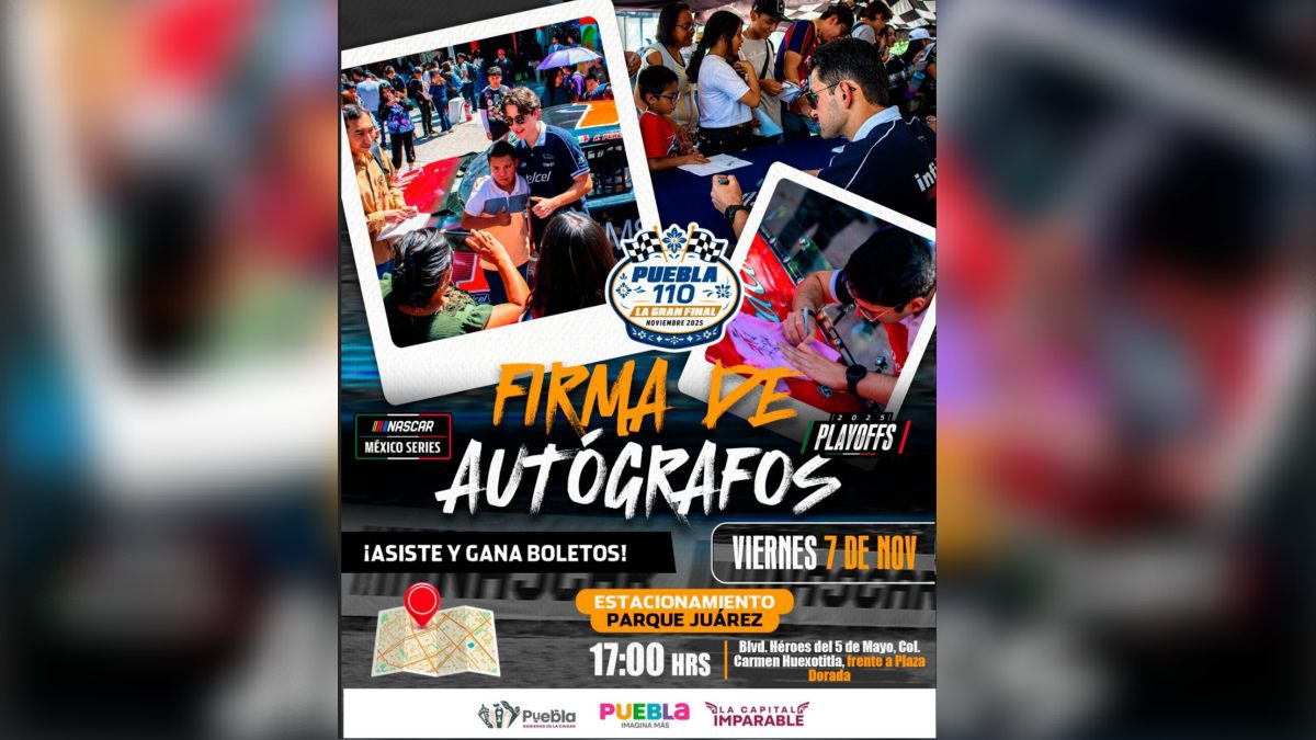 poster de la firma de autógrafos nascar puebla 2025