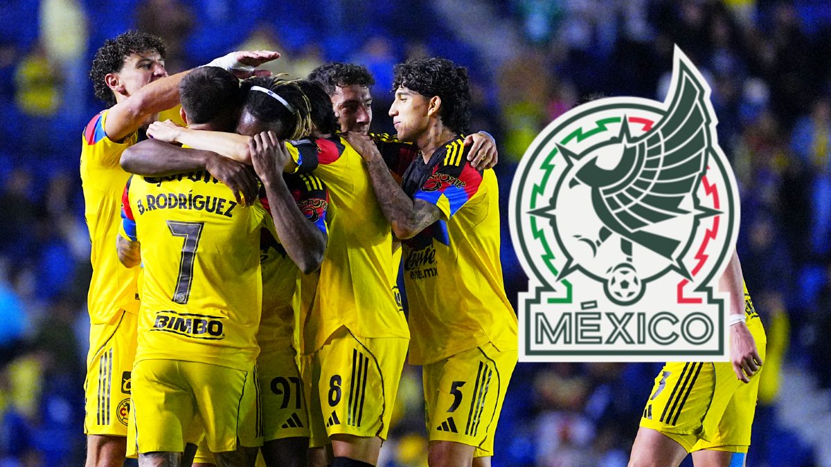 Jugadores del América celebrando un gol en un partido de la Liga MX.