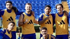 Jugadores de Tigres entrenando previo al partido contra Atlético San Luis para terminar temporada regular en Liga MX.