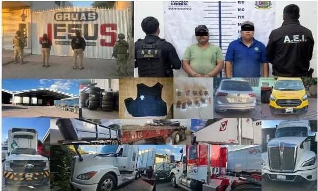 Autos, droga y personas detenidas durante un operativo en Tecamachalco, Puebla.