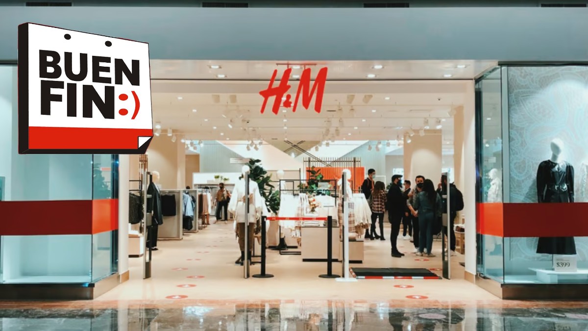 Fachada de H&M Santa Fe, México, con el logo del Buen Fin 2025.