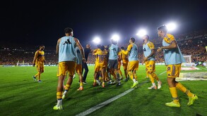 Celebración de los Tigres ante el Atlético San Luis en el la última fecha del Apertura 2025.