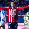 Armando González, delantero de Chivas durante el gol ante los Tuzos del Pachuca en la jornada 16 del Apertura 2025.