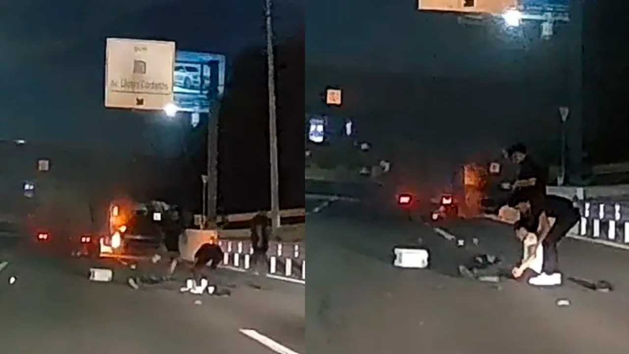 Cuatro jóvenes saltaron de un vehículo en movimiento cuando este comenzó a incendiarse en el bulevar Miguel de la Madrid, en el municipio de Guadalupe.