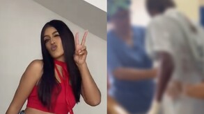 En imagen una joven llamada Laura Iracheta sonriente grabando videos y en otro lado una foto con blur por sus heridas debido a una explosión.