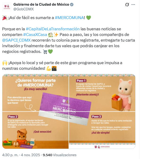 Publicación de registro a Mercomuna en X