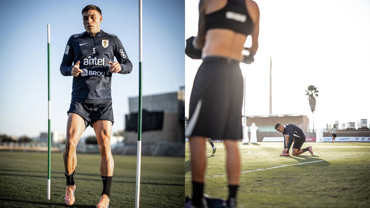 Jugadores de Uruguay entrenando en el Territorio Santos Modelo