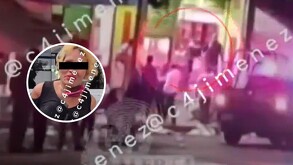 Vianney, mujer que mordió y le arrancó el dedo a joven, ataca a clientes de tienda 3B en Tlalnepantla.