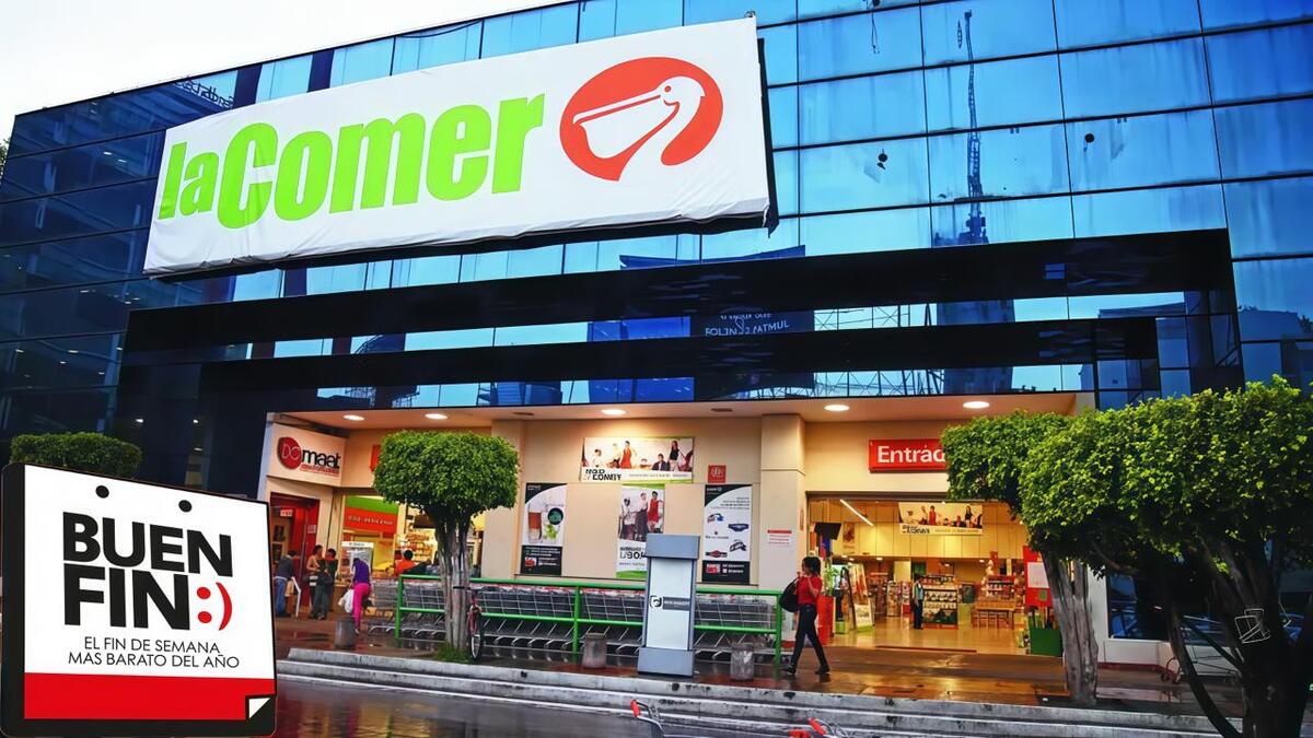 La imagen elaborada por Telediario muestra la fachada principal de una tienda de la famosa cadena La Comer, promocionando sus descuentos por el Buen Fin.