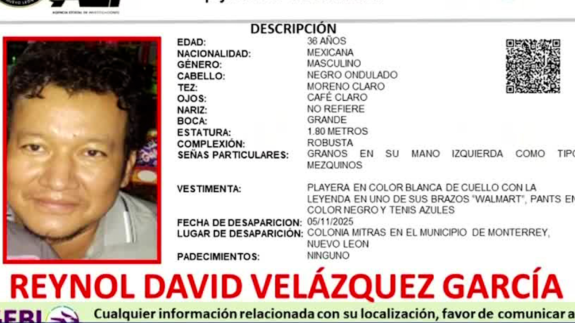 Luego de sufrir un episodio de perdida de memoria derivado de un golpe que sufrió meses atrás, el hombre no ha podido ser localizado.