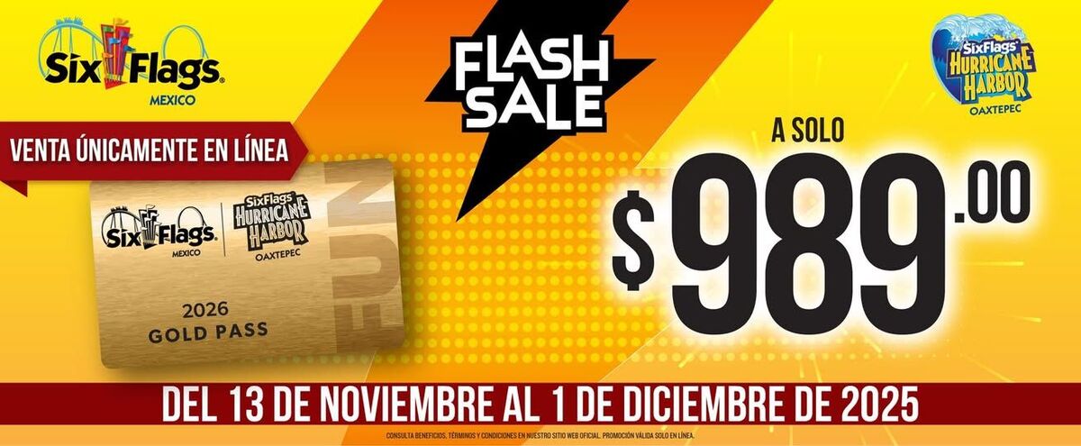 Anuncio Flash Sale 2025 de Six Flags