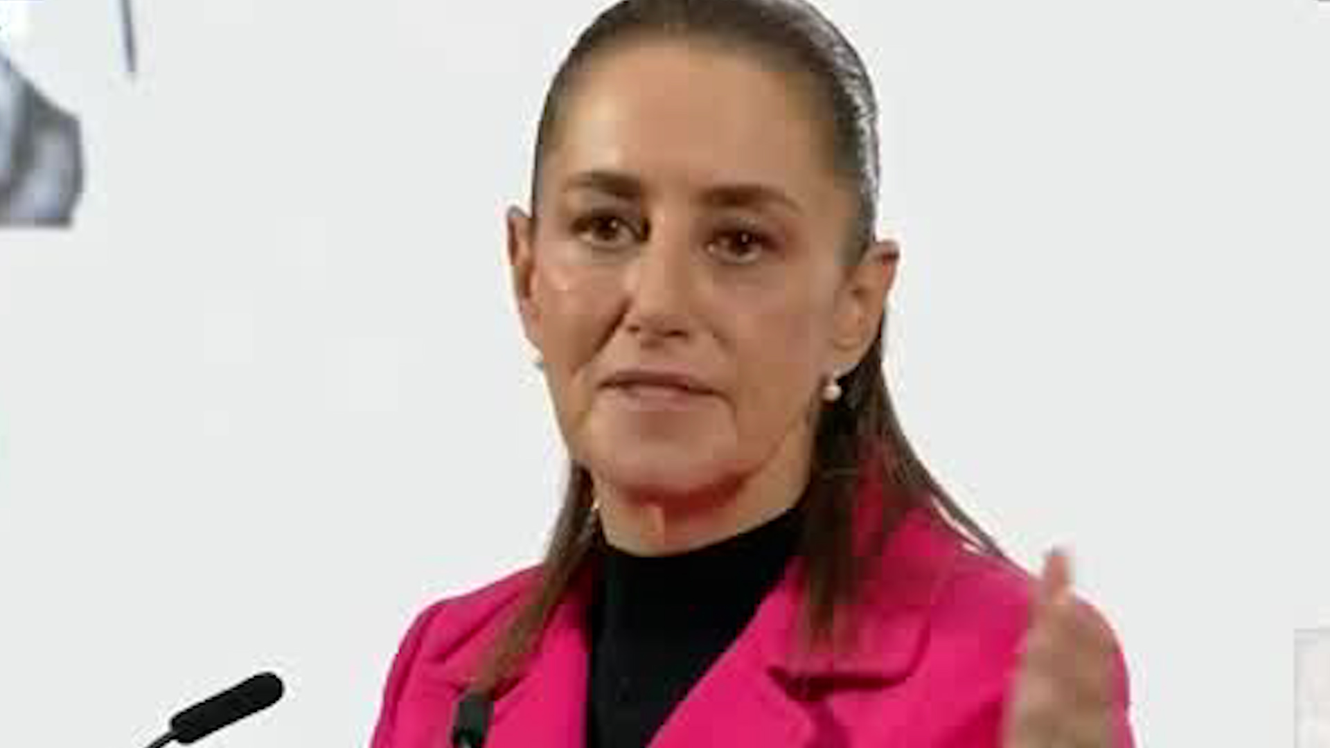 La mandataria desaprobó la manifestación que se llevaba a cabo mientras la conferencia se daba en Palacio Nacional.