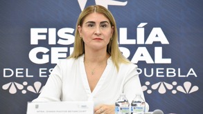 Idamis Pastor, fiscal General de Puebla, en conferencia de prensa.