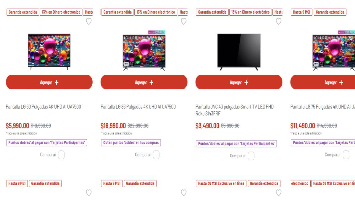 Pantallas en oferta por Buen Fin en Soriana