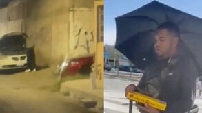 Hombre invidente e imágenes de un ladrón buscando robar piezas de un automóvil.