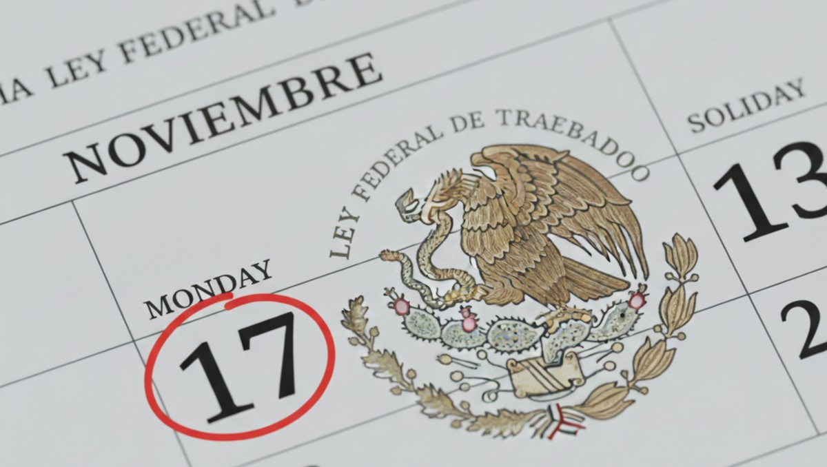 Fecha del 17 de noviembre marcada en un calendario oficial de la Ley Federal del Trabajo.