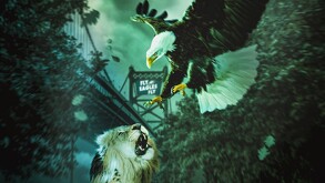 Un águila y un león para el partido entre Eagles y Lions.
