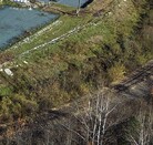 Vías del tren rodeada de árboles y área verde