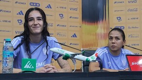 Diana Ordoñez y María Sánchez, jugadoras de Tigres Femenil, en conferencia de prensa previo a la Semifinal.