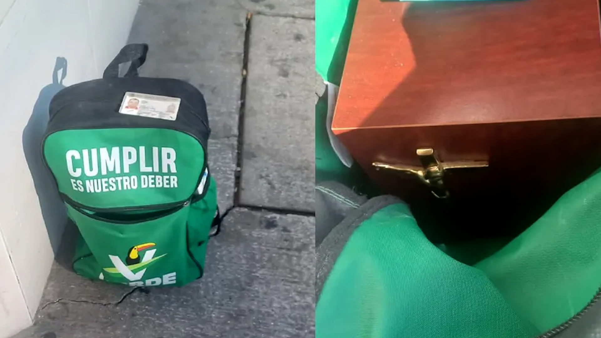 La urna se encontraba en el interior de una mochila con el logo de un partido político y dentro tenía la identificación oficial de un hombre.