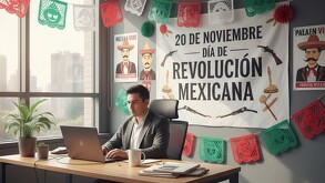 Empleado trabajando este lunes 17 de noviembre 2025, por el día de la Revolución Mexicana.