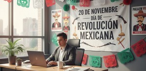 Empleado trabajando este lunes 17 de noviembre 2025, por el día de la Revolución Mexicana.