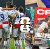 Jugadores de la Selección de Croacia celebrando un gol y el banner oficial de la clasificación croata al Mundial 2026.