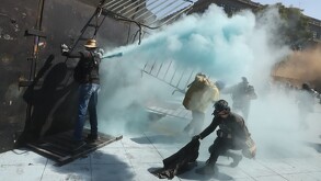 Encapuchados durante la marcha de la Generación Z en la Ciudad de México.