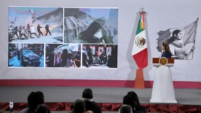 Claudia Sheinbaum en la conferencia mañanera en Palacio Nacional hablando de marcha de la generación z