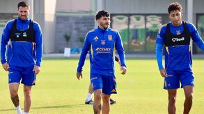 Gignac, Ángel Correa y Ozziel Herrera durante un entrenamiento con Tigres previo a la Liguilla.