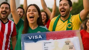 Aficionados de distintas partes del mundo con la visa americana