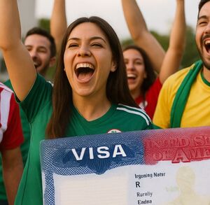 Aficionados de distintas partes del mundo con la visa americana
