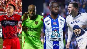 Gilberto Mora, Oscar Estupiñan, Enner Valencia y Alan Medina, jugadores de la Liga MX en el Apertura 2025.