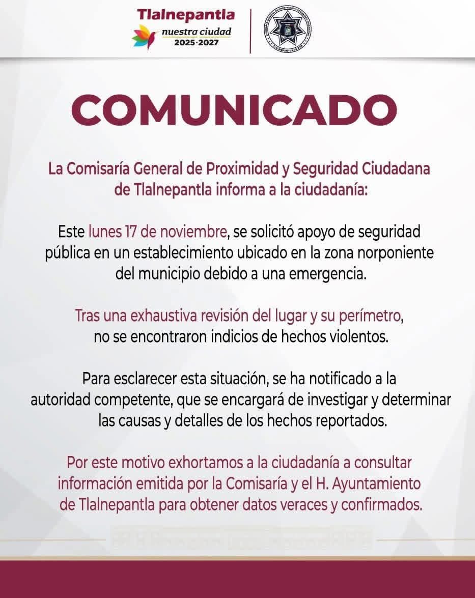Comunicado Tlalnepantla tras muerte de mujer en Fishers Arboledas