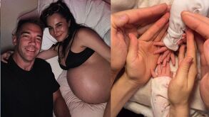 Martha Higareda junto a su esposo, Lewis Howes antes de convertirse en papás de dos niñas, y a un lado las manos de ambos junto a la de sus hijas.