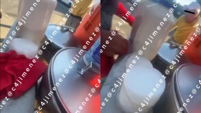 'El Negro' miembro de Los Tanzanios intentando extorsionar a mujer vendedora de café en Iztapalapa