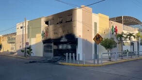 Colegio privado de la colonia Guadalupe, en Culiacán, que fue incendiado por sujetos armados.