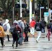 Grupo de personas caminando en un cruce de peatones