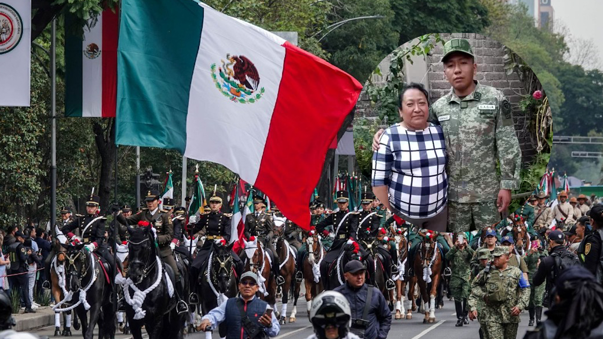 La familia Ramírez González llegó a la zona de la Alameda desde las 7 de la mañana para apoyar a Javier durante el desfile cívico-militar.