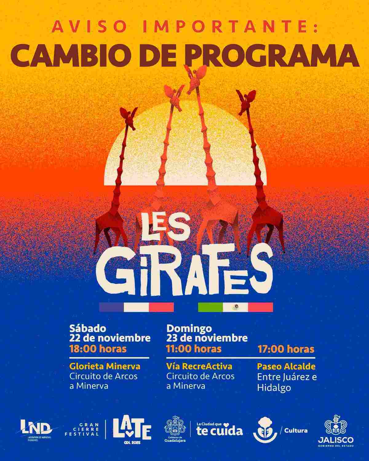 Programa Les Girafes en Guadalajara actualizado tras los cambios por problemas de logística